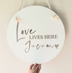 Love Lives Here Initials Plaque