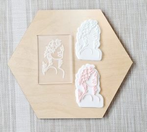 Floral Face Line Drawing – Raised Cookie Stamp & Cutter