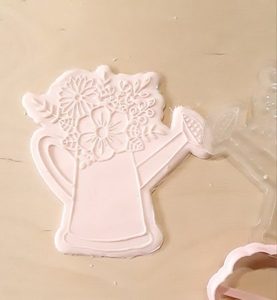 Watering Can with flowers – Raised Cookie Stamp & Cutter