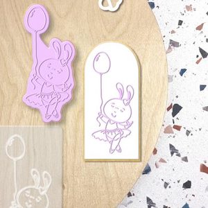 Bunny with Balloon – Raised Cookie Stamp & Cutter