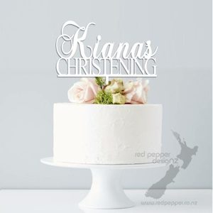 Textile printing or dyeing (on commission or fee basis): Christening Cake Topper