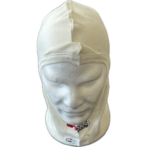 Professional motor racing: White Long Neck Balaclava SFI Approved