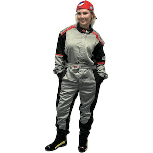 SFI Approved race suit Silver Black