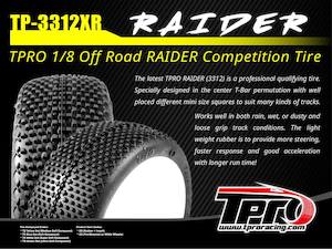 TPRO 1/8 OffRoad  RAIDER Competition Tyre Pre-Mounted (Pair)