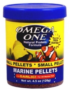 Fish Food: Omega One Garlic Marine Pellets 126g - small sinking - Redwood Aquatics Aquarium & Water Garden Centre