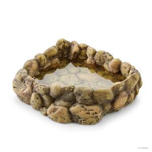 Accessories: Exo Terra Corner Water Dish - Large Pebble - Redwood Aquatics Aquarium & Water Garden Centre