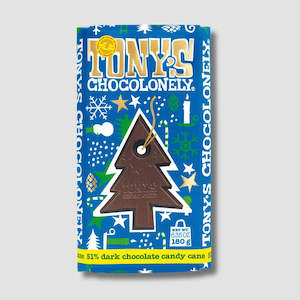 Tony's Dark Chocolate Mint Candy Cane Christmas Bar 180g