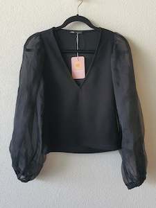 Zara Black sheer top Medium