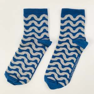 Sly Studio Socks Cotton Blue + Grey, NZ Made