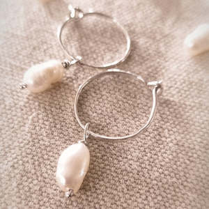 Second hand clothing: Osakana Jewellery Pearl Hoops