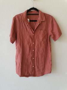 Rust Linen Button Up S/Sleeves S