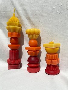 Poppy + Sage Sculptural Beeswax Stacking Candle, FIRE + SUNSET Medium