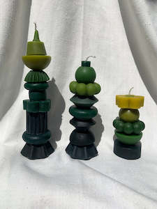 Poppy + Sage Sculptural Beeswax Stacking Candle, OCEAN + FOREST, Medium