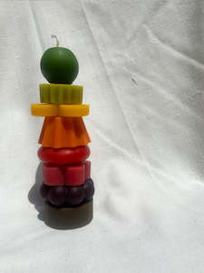 Poppy + Sage Sculptural Beeswax Stacking Candle, RAINBOW, Medium