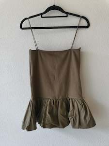 Zara Green tube peplum top M