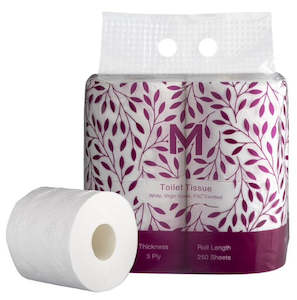 MattPack Luxury Unwrapped Toilet Tissue - White, 3 Ply, 250 Sheets - 48 rolls/Box