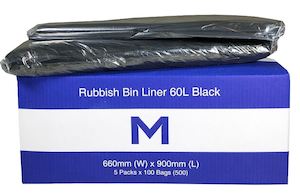 Toiletry wholesaling: MattPack Recycled Bin Liner 60L - Black, 660mm x 900mm x 20mu (50pk)