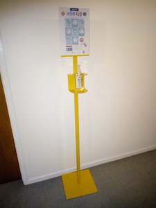 Hand Sanitiser Stand with Sign - Yellow