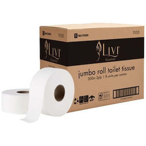 Livi Essentials Toilet Paper Jumbo 2Ply 300m CARTON OF 8