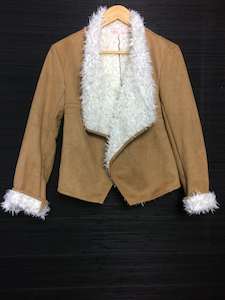 Tan/White Sherpa Jacket - Sass NZ Autumn R E K I N D L E