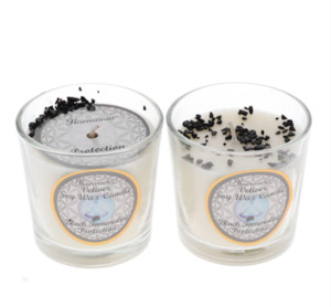 Social and interpersonal skill training: CRYSTAL SAND CANDLE - Protection Tourmaline Vetiver Scented Votive