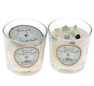 Social and interpersonal skill training: CRYSTAL SAND CANDLE - Good Luck Green Aventurine Opium Scented Votive