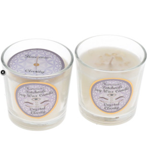 CRYSTAL SAND CANDLE - Clarity Quartz Patchouli Scented Votive