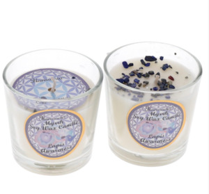 Social and interpersonal skill training: CRYSTAL SAND CANDLE - Awareness Lapis Myrrh Scented Votive