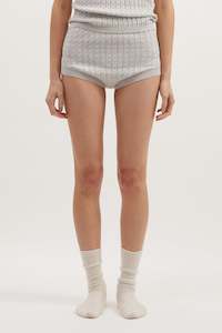 Mae Cable Knit Shorts - Slate