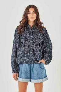 SYLVIE SHIRT  - MIDNIGHT GARDEN PRINT