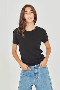 ANYA RIBBED TEE - BLACK