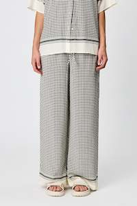 Blake Wide Leg Pant - Charcoal Houndstooth