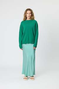 Charlie Maxi Skirt - Emerald Houndstooth