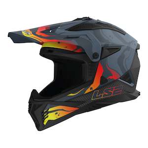 LS2 MX708 Fast II Wash Helmet - Dark Grey / Red 06