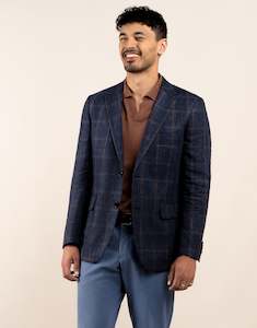 Hawker Navy and Brown Check Blazer