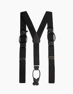 Menswear: Y Back Black Suspender Leather End Braces