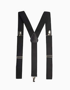 Menswear: Y Back Black Suspender Clip Braces