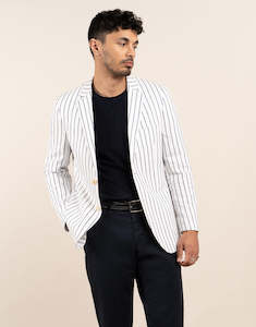 Menswear: Malta White Stripe Linen Blend Blazer