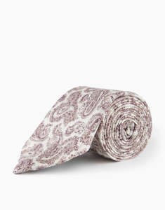 Menswear: White & Lilac Paisley LinenSilk Tie