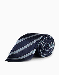 Navy & Sky Blue Stripe Silk Tie