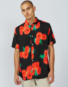 Menswear: Ben Sherman Black Blurred Floral Mod Short Sleeve Shirt