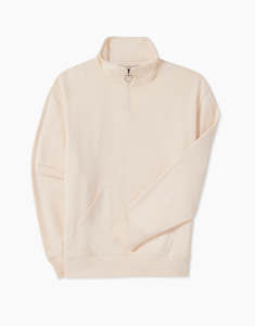 R.M.Williams Mount Loopback Cream Quarter Zip