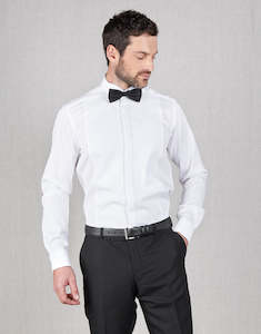 Strand White Twill Formal Shirt with Marcella Bib and Cuffs