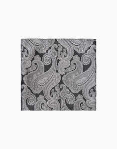 Menswear: Black & White Paisley Pocket Square