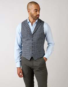 Menswear: Shelby Blue Guncheck Waistcoat