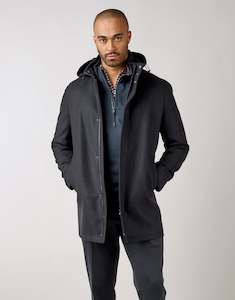 Menswear: Aro Navy Hooded Parka Coat