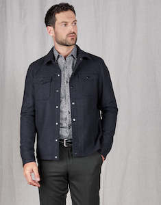 Makara Patch Pocket Navy Herringbone Overshirt