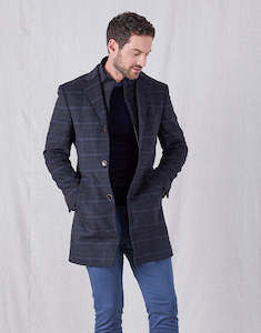 Menswear: Compton Charcoal Check Overcoat