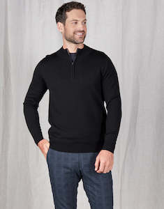 Menswear: Mataura Black 1/4 Zip Jersey