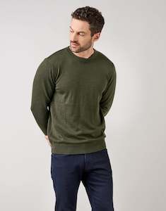 Naseby Olive Green Crew Neck Jersey